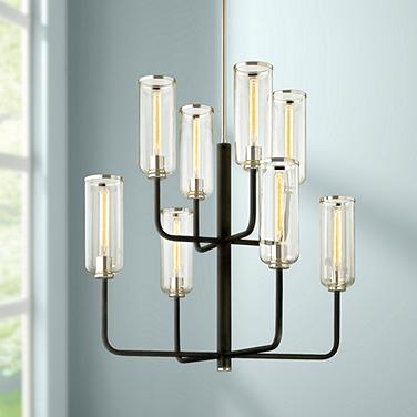 Troy Lighting Aeon 37" Wide Modern Carbide Black 8-Light Chandelier
