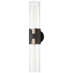 Troy Lighting Amado 25 3/4&quot; Textured Black Brass 2-Light Wall Sconce