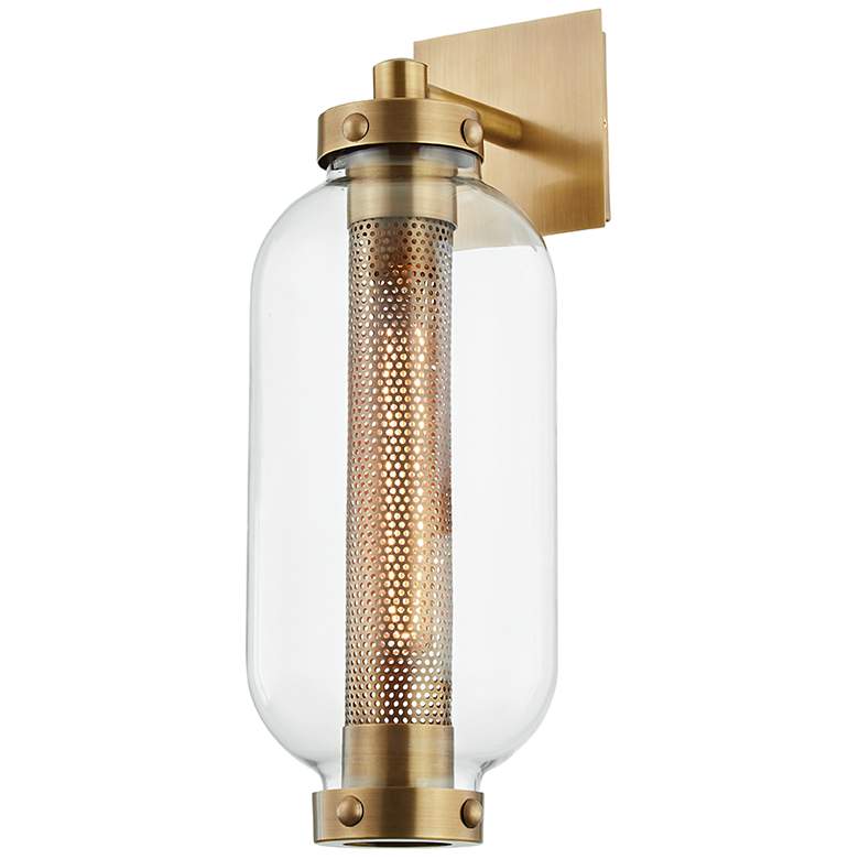 Image 1 Troy Lighting Atwater 1 Light Exterior Wall Sconce in Patina Brass