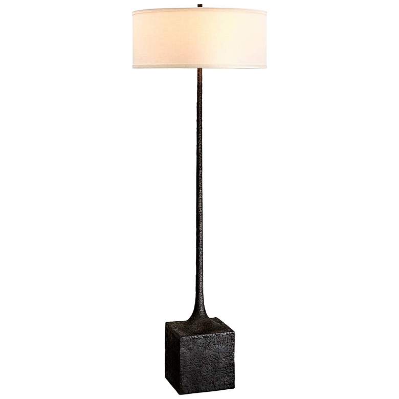 Image 1 Troy Lighting Brera 64 1/2 inch Modern Linen and Tortona Bronze Floor Lamp