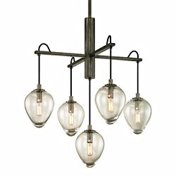 Troy Lighting Brixton Iron 26" Wide 5-Light Droplet Glass Pendant