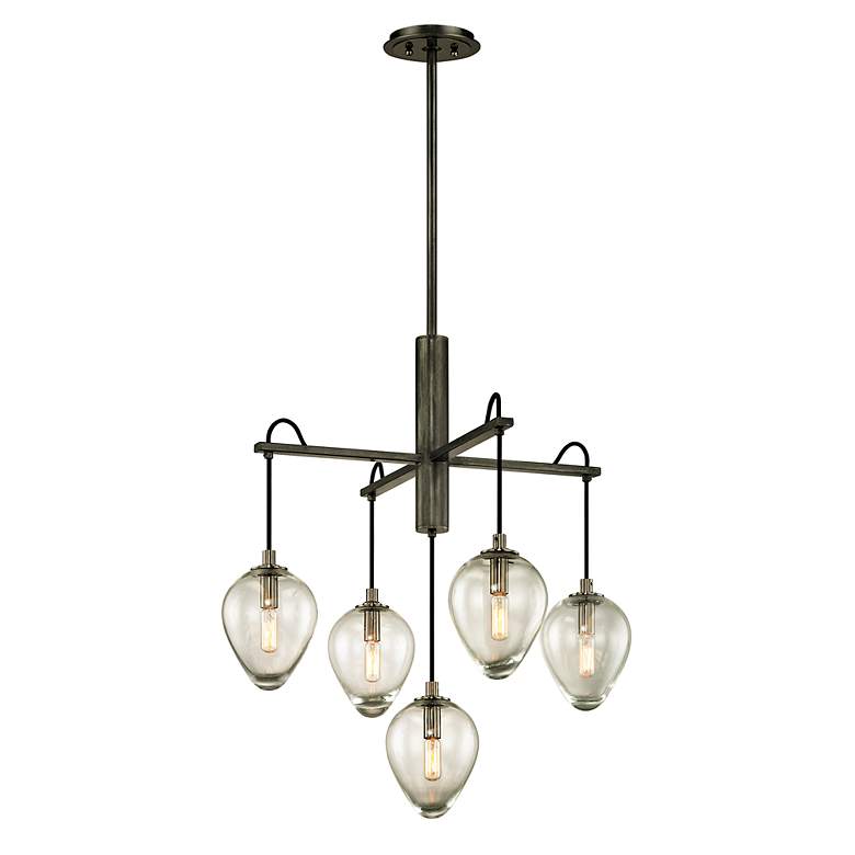 Image 3 Troy Lighting Brixton Iron 26" Wide 5-Light Droplet Glass Pendant more views