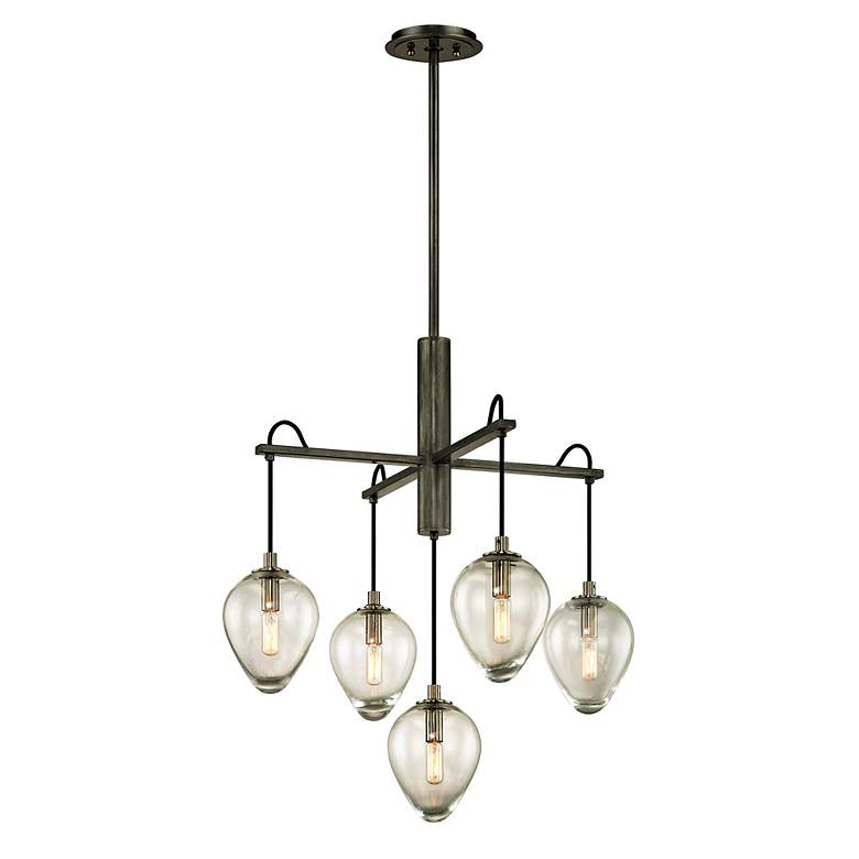 Image 3 Troy Lighting Brixton Iron 26 inch Wide 5-Light Droplet Glass Pendant more views