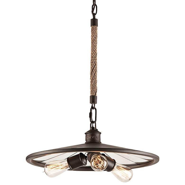 Image 1 Troy Lighting Brooklyn 18" Wide Iron Pendant Chandelier with Rope Stem