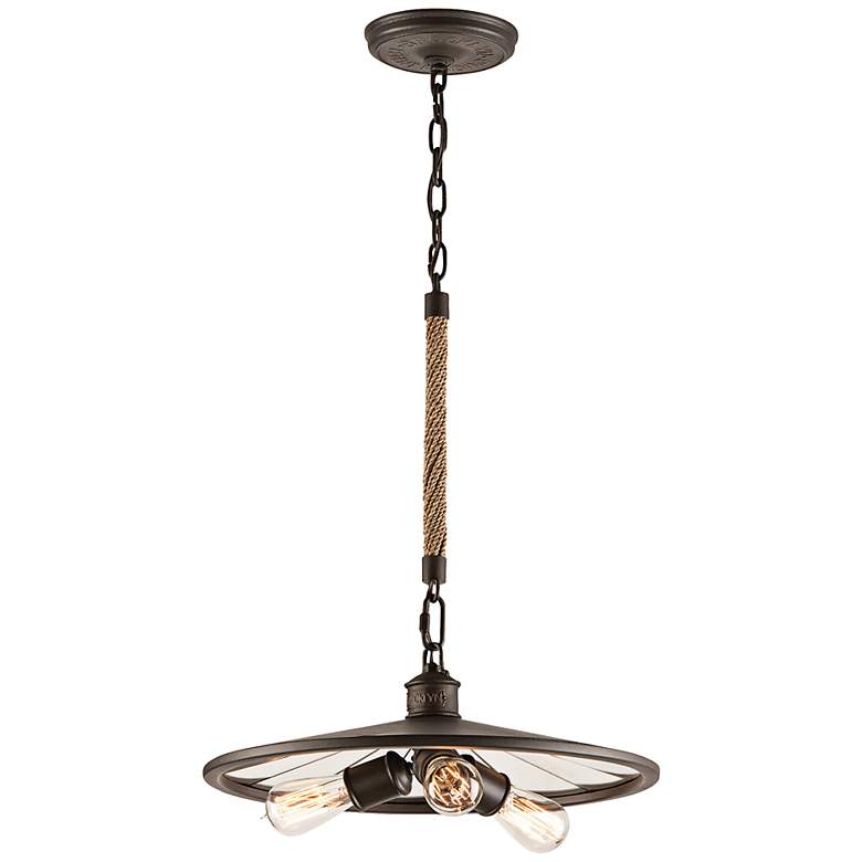 Image 4 Troy Lighting Brooklyn 18 inch Wide Iron Pendant Chandelier with Rope Stem more views