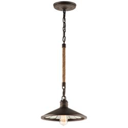 Troy Lighting Brooklyn Bronze 12&quot; Hand-Worked Iron Dome Pendant Light