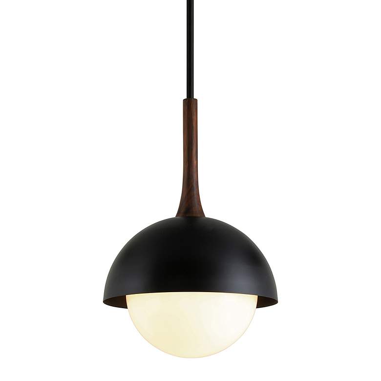 Image 2 Troy Lighting Cadet 18" Black and Natural Acacia Wood Pendant Light