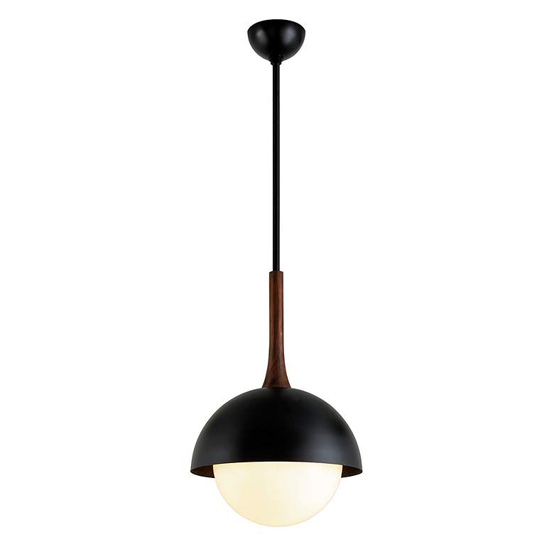 Image 3 Troy Lighting Cadet 18" Black and Natural Acacia Wood Pendant Light more views