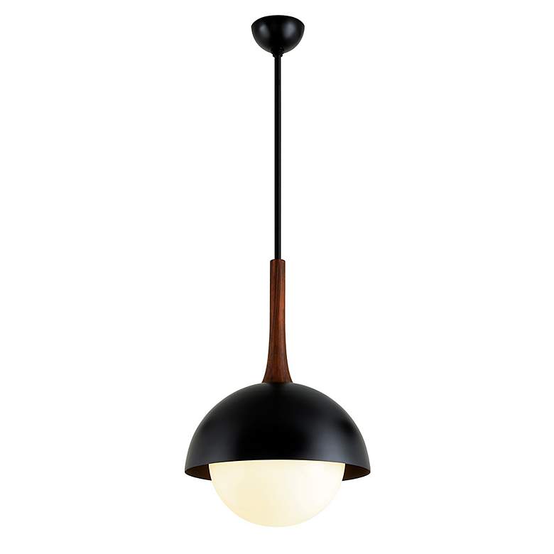Image 5 Troy Lighting Cadet 21" Black and Natural Acacia Wood Pendant Light more views