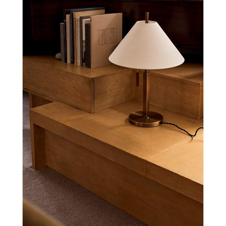 Image 3 Troy Lighting Clic 22 1/2" Linen and Brass Modern Table Lamp more views