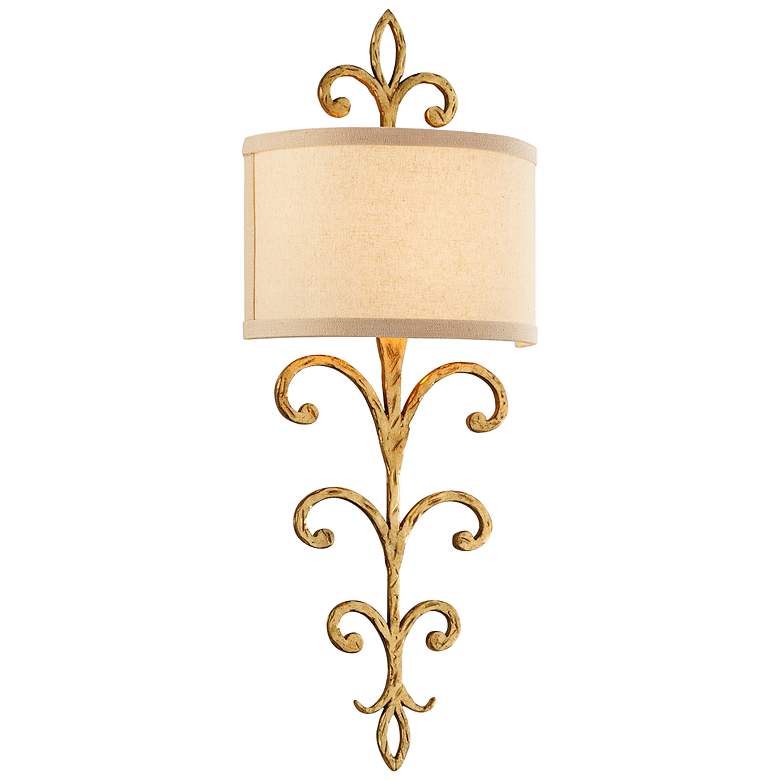Image 1 Troy Lighting Crawford 25 3/4 inch High Gold Scrollwork Metal Wall Sconce