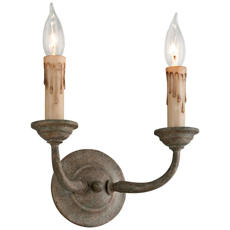 Image 1 Troy Lighting Cyrano 13 1/4" Bronze 2-Light Faux Candle Wall Sconce