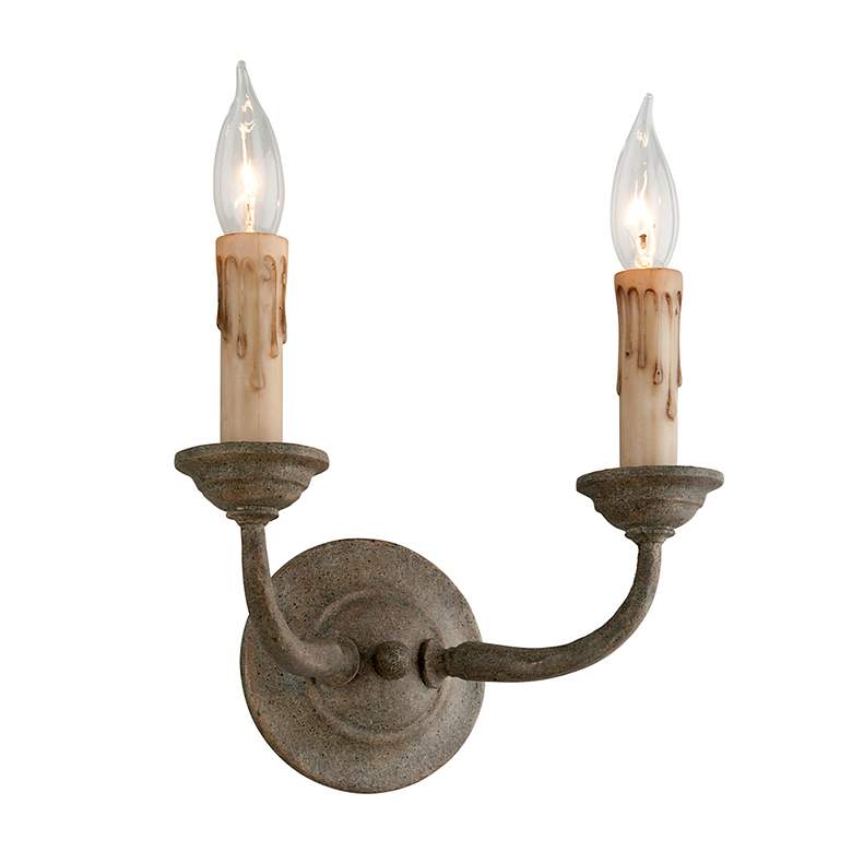 Image 1 Troy Lighting Cyrano 13 1/4" Bronze 2-Light Faux Candle Wall Sconce