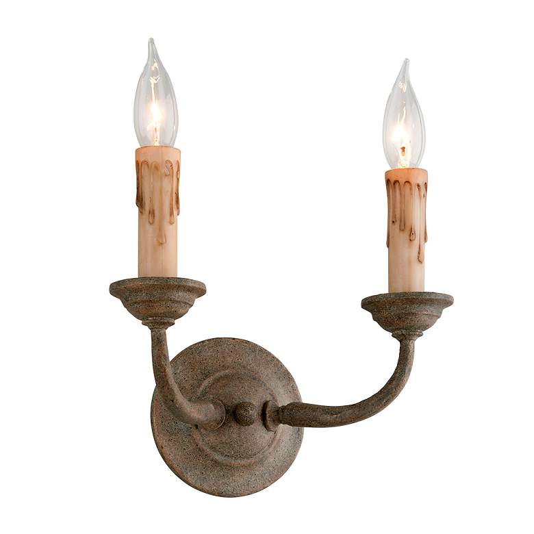 Image 2 Troy Lighting Cyrano 13 1/4" Bronze 2-Light Faux Candle Wall Sconce more views