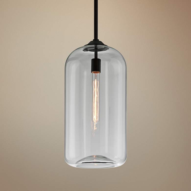 Image 1 Troy Lighting District 10" Wide Black and Clear Glass Mini Pendant