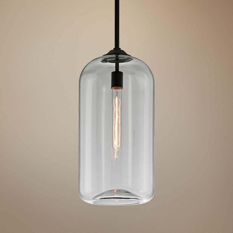 Image 1 Troy Lighting District 10 inch Wide Black and Clear Glass Mini Pendant