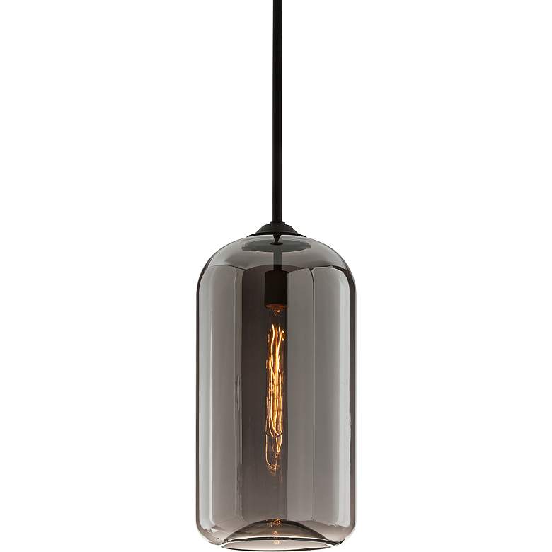 Image 2 Troy Lighting District 10" Wide Satin Black Smoke Glass Mini Pendant