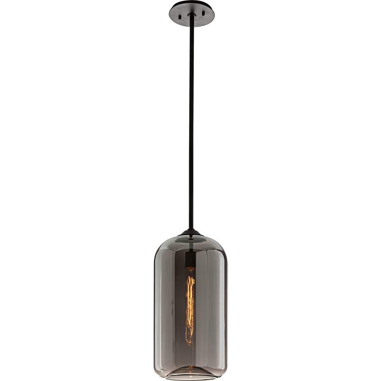Image 3 Troy Lighting District 10" Wide Satin Black Smoke Glass Mini Pendant more views