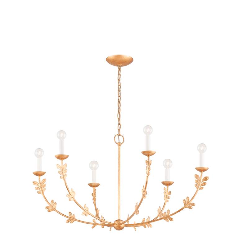 Image 3 Troy Lighting Florian 40" Wide Gold Leaf 6-Light Chandelier more views