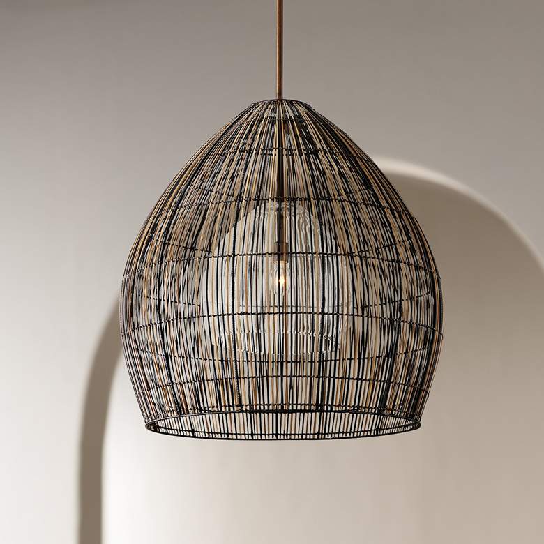 Image 1 Troy Lighting Holden 35" Wide Bronze Woven Dome Pendant Light