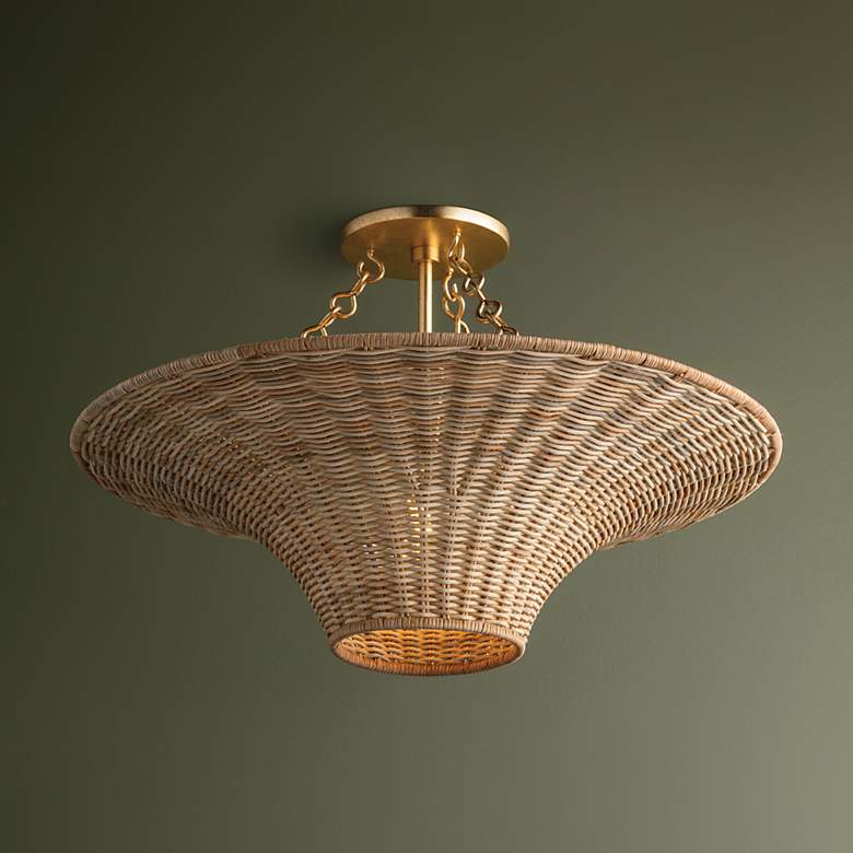 Image 1 Troy Lighting Ketan 24.5 In 1 Lt Semi Flush Vintage Gold Leaf