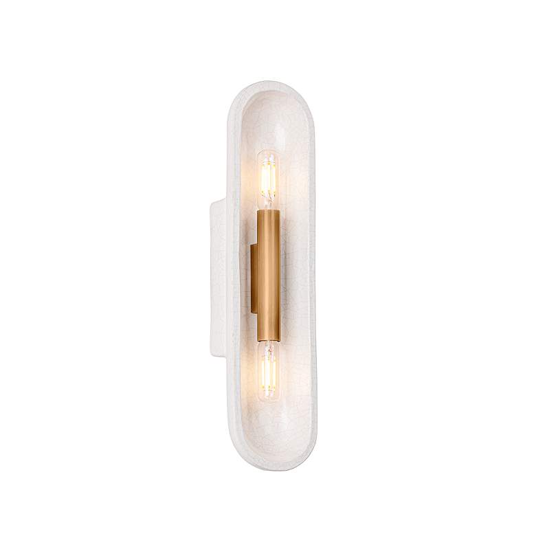 Image 1 Troy Lighting Lane Wall Sconce 4" in Patina Brass and Ceramic White