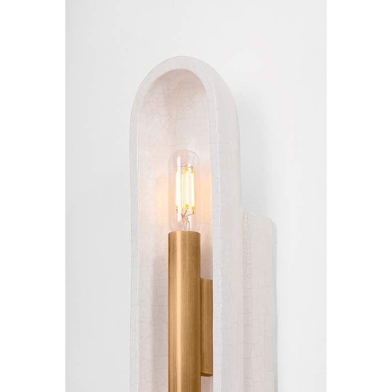 Image 2 Troy Lighting Lane Wall Sconce 4" in Patina Brass and Ceramic White more views