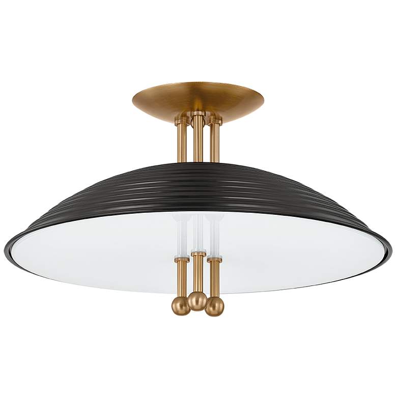 Image 1 Troy Lighting Larkin 16 In 3 Lt Semi Flush Patina Brass/Soft Black