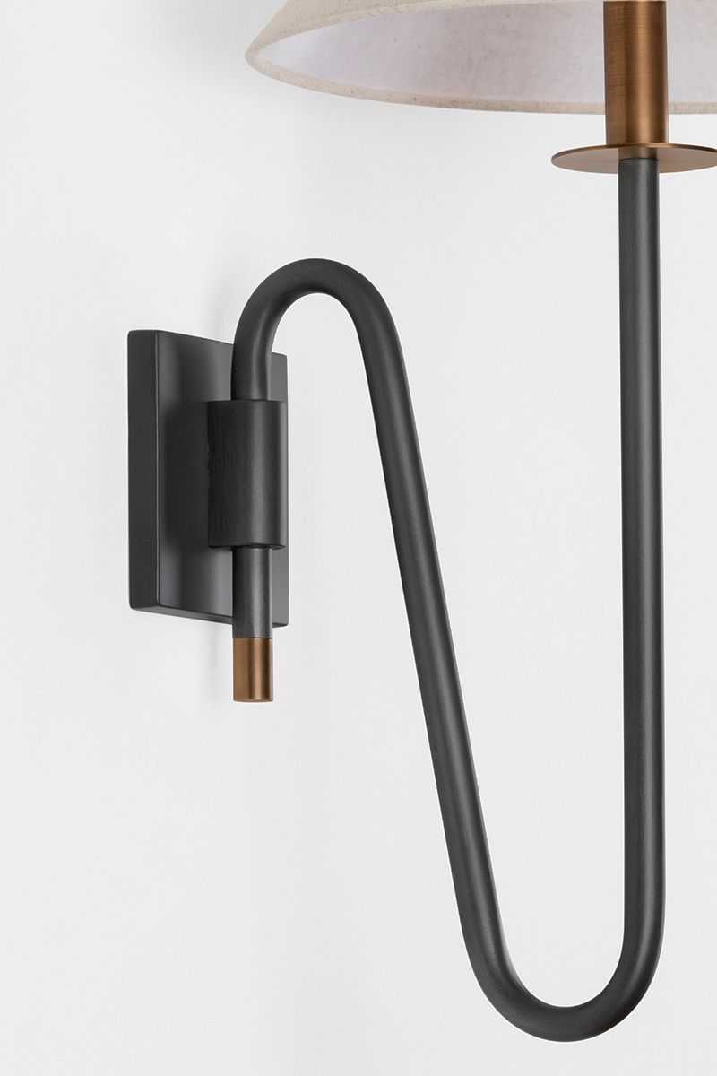 Troy Lighting Mateo Wall Sconce 12" in Patina Brass And Graphite