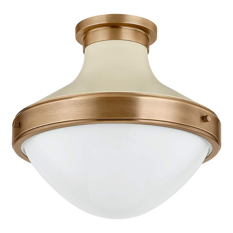 Image 1 Troy Lighting Maxton 13.5 In 1 Lt Flush Mount Patina Brass And Soft Sand