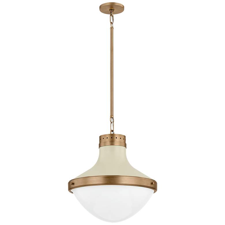 Image 1 Troy Lighting Maxton 17.75 In 1 Lt Pendant Patina Brass And Soft Sand