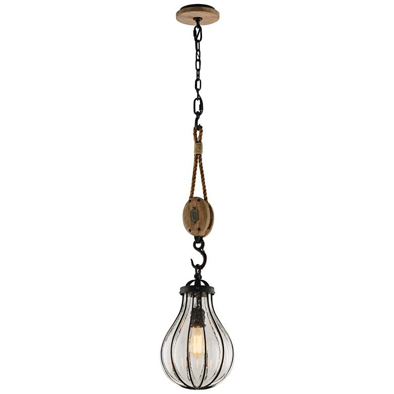 Image 3 Troy Lighting Murphy 9 inch Wide Rustic Glass Vintage Iron Mini Pendant more views