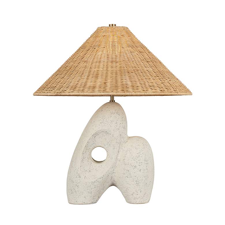 Image 2 Troy Lighting Nairn Table Lamp 22" in Patina Brass and Ceramic Rustic