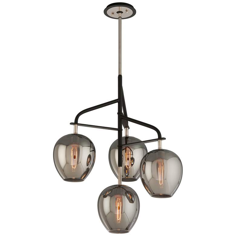 Image 1 Troy Lighting Odyssey 4 Light Chandelier in Textured Black & Polish Nickel