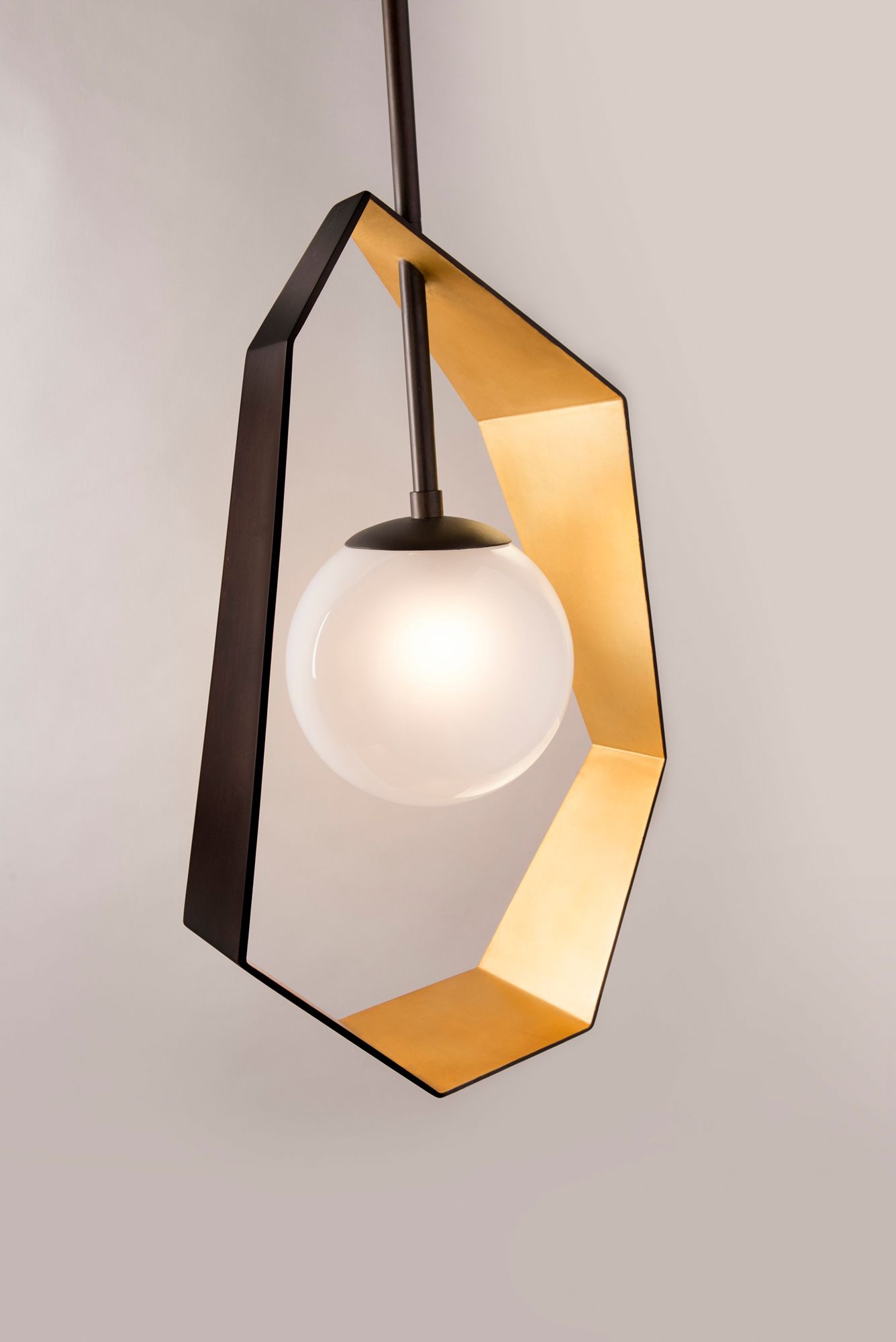 Image 3 Troy Lighting Origami 34.75 in. Bronze With Gold Leaf Pendant more views