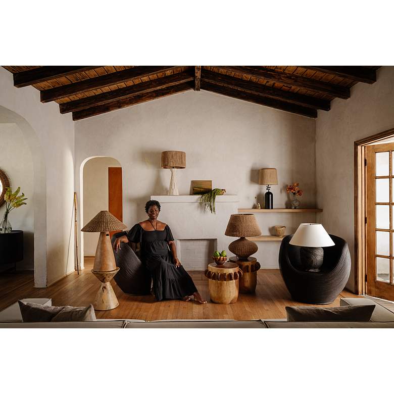 Image 3 Troy Lighting Palma 30" High Natural Rope and White Ceramic Table Lamp more views