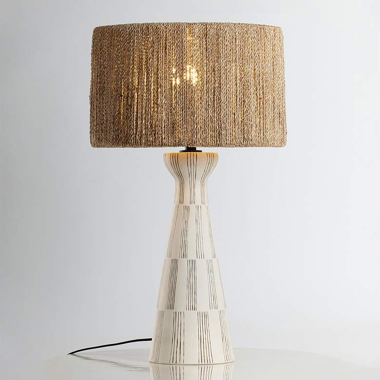 Image 6 Troy Lighting Palma 30" High Natural Rope and White Ceramic Table Lamp more views