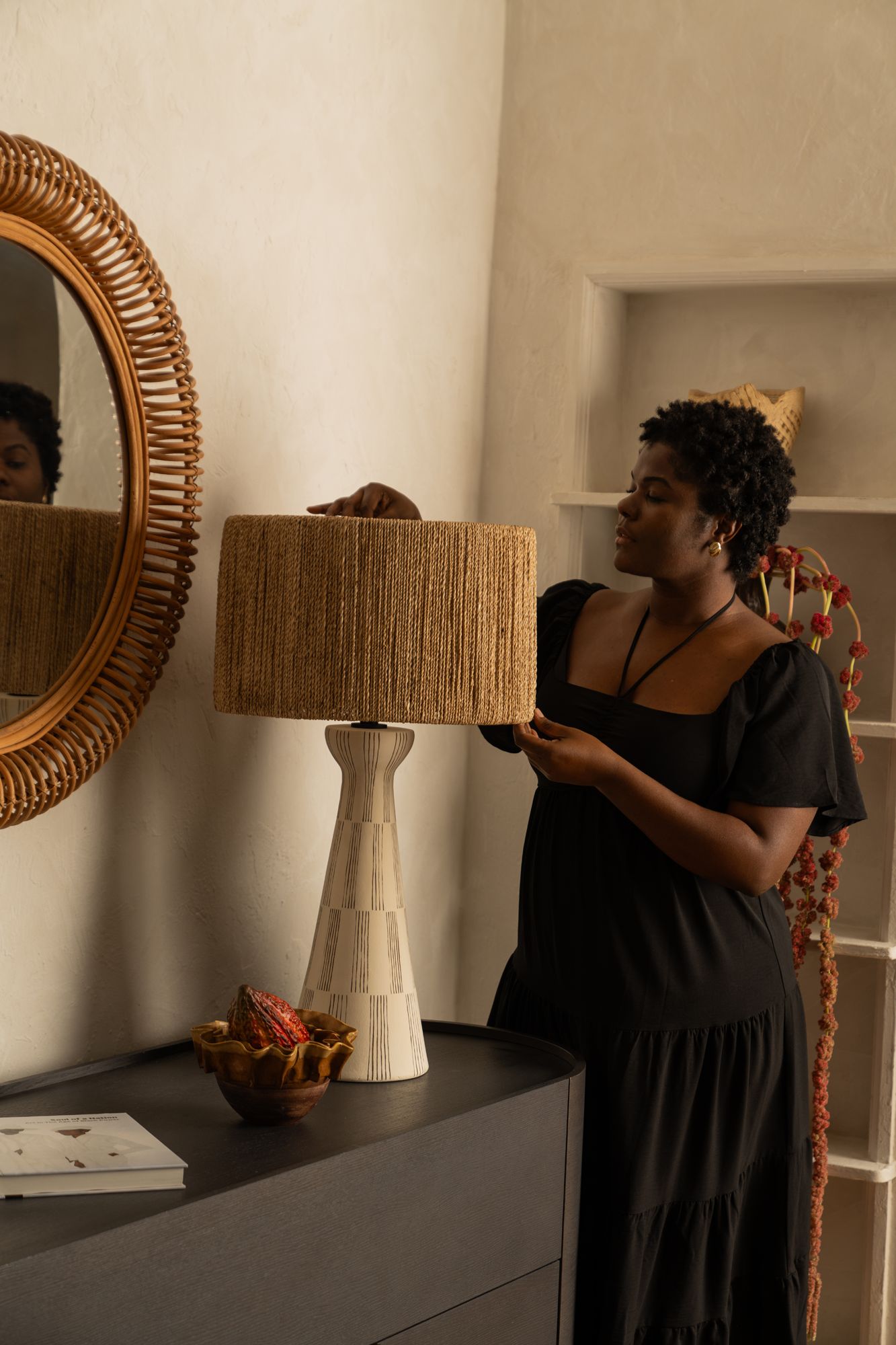 Troy Lighting Palma 30" High Natural Rope and White Ceramic Table Lamp