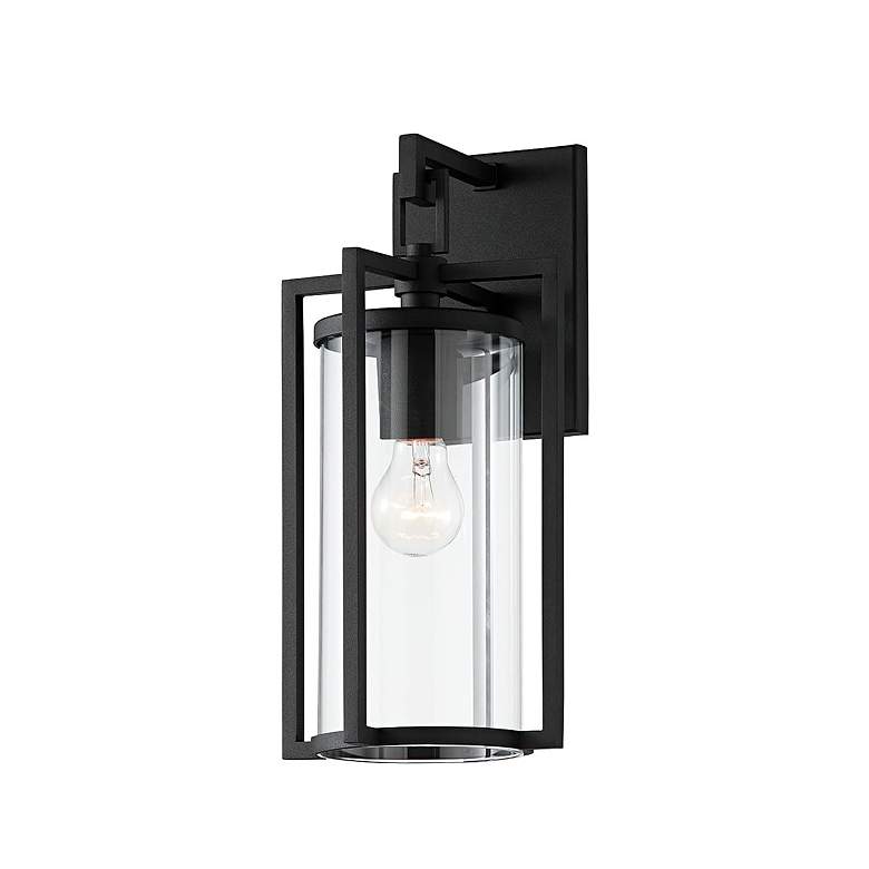 Image 1 Troy Lighting Percy 14 3/4" High Textured Black Outdoor Wall Light