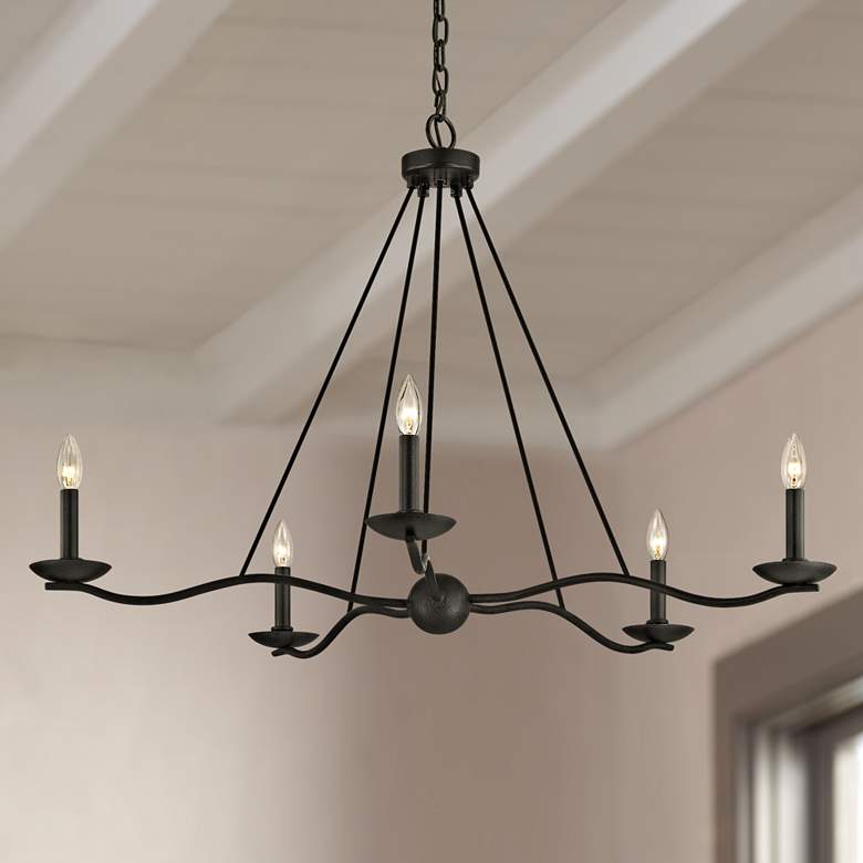 Image 1 Troy Lighting Sawyer 40" Wide Forged Iron 5-Light Chandelier