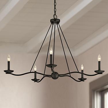 Troy Lighting Sawyer 40" Wide Forged Iron 5-Light Chandelier