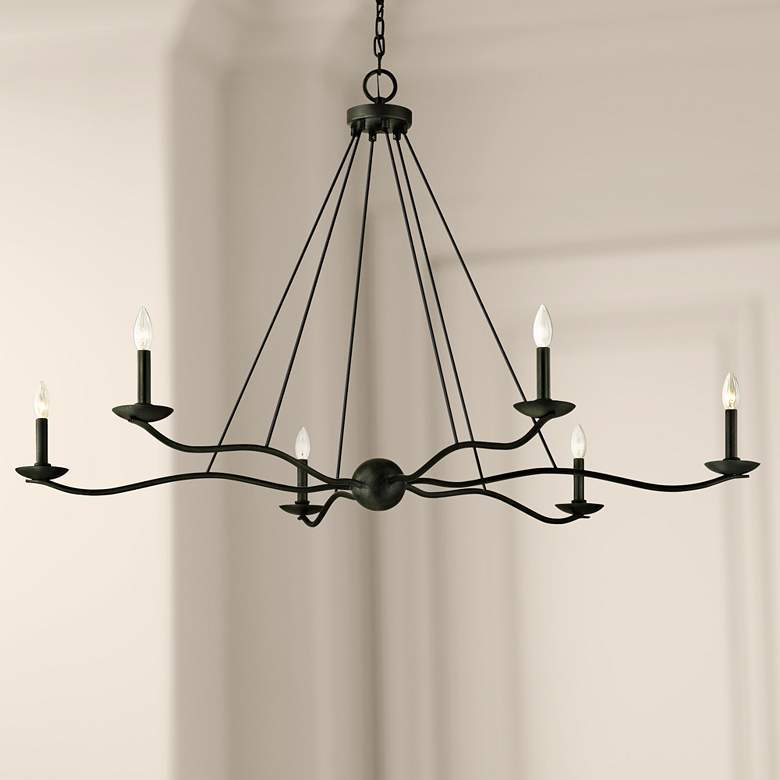 Image 1 Troy Lighting Sawyer 53 1/2 inch Wide Iron 6-Light Candelabra Chandelier