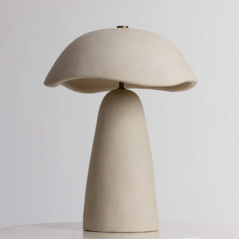Image 3 Troy Lighting Soloma 20 3/4" Mushroom Shade White Ceramic Table Lamp more views