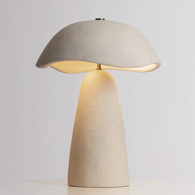 Image 7 Troy Lighting Soloma 20 3/4" Mushroom Shade White Ceramic Table Lamp more views
