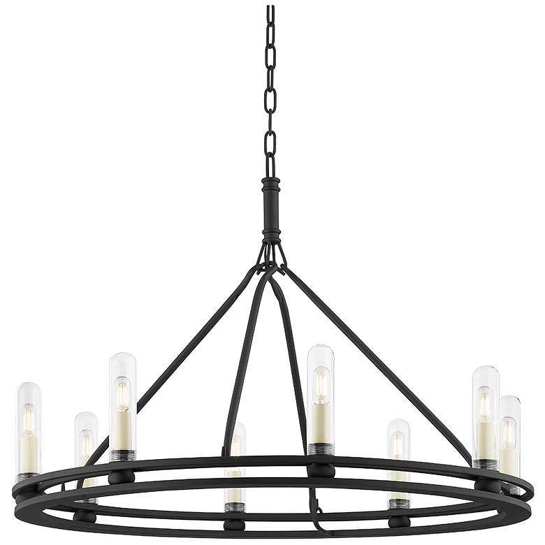 Image 1 Troy Lighting Sutton 32" Wide 8-Light Black Finish Ring Chandelier