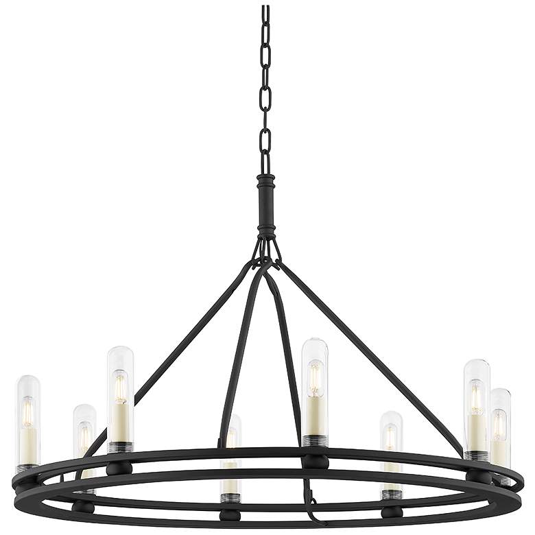 Image 1 Troy Lighting Sutton 32 inch Wide 8-Light Black Finish Ring Chandelier