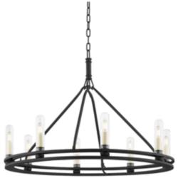 Troy Lighting Sutton 32&quot; Wide 8-Light Black Finish Ring Chandelier