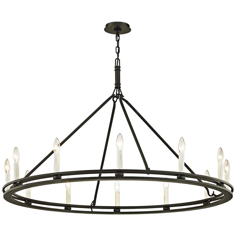 Image 2 Troy Lighting Sutton 44" Wide Black 12-Light Wagon Wheel Chandelier