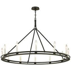 Troy Lighting Sutton 44" Wide Black 12-Light Wagon Wheel Chandelier