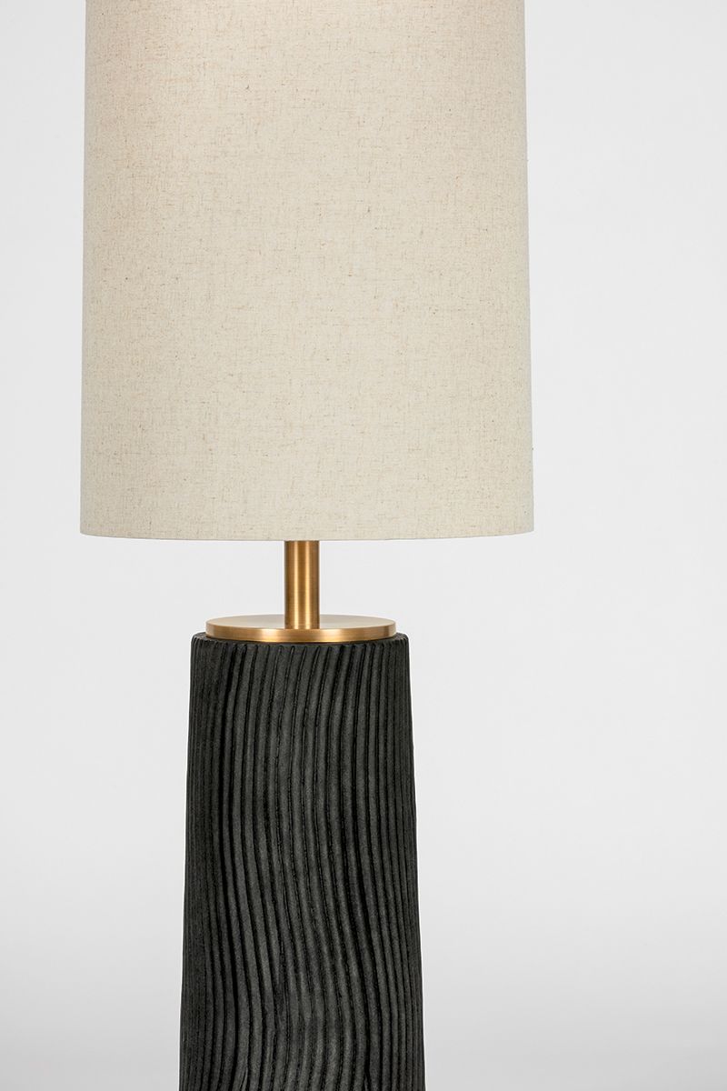 Troy Lighting Thane Floor Lamp 14" in Patina Brass and Ceramic Grey